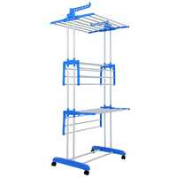 Estendal dobrável com rodas - Azul - Herzberg HG-8034BLU