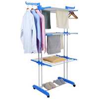 Estendal dobrável com rodas - Azul - Herzberg HG-8034BLU