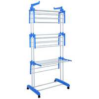 Estendal dobrável com rodas - Azul - Herzberg HG-8034BLU