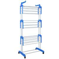 Estendal dobrável com rodas - Azul - Herzberg HG-8034BLU